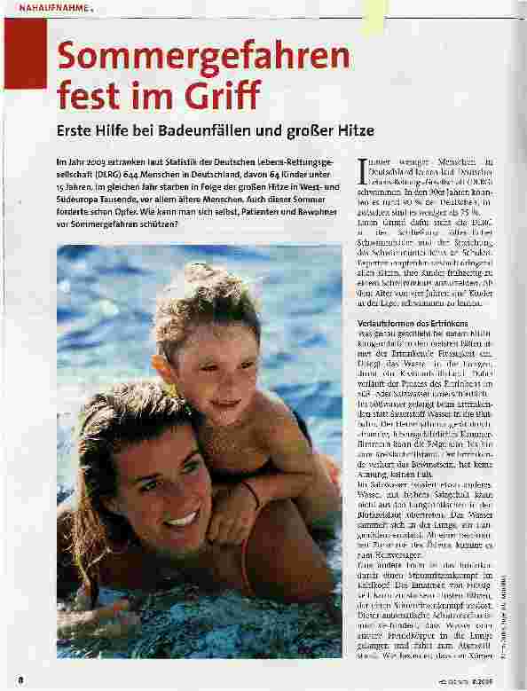 Vorschauseite 1: Sommergefahren fest im GriffErste Hilfe bei Badeunfällen und großer Hitze