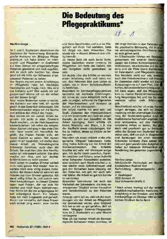 Vorschauseite 1: Die Bedeutung des Pflegepraktikums