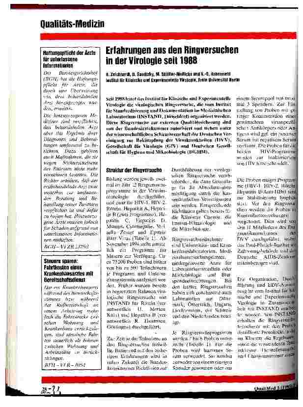 Vorschauseite 1: Erfahrungen aus den Ringversuchen in der Virologie seit 1988