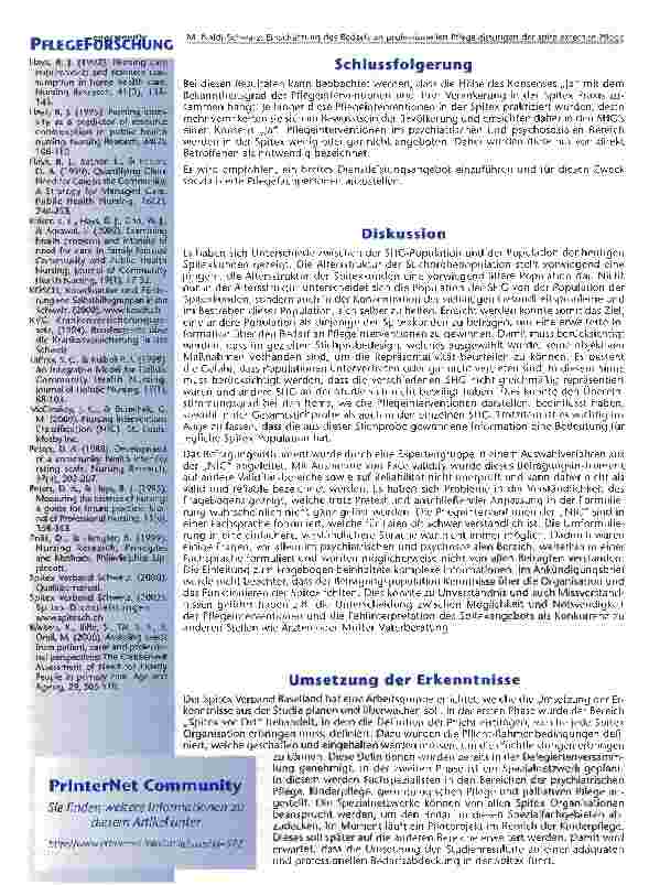 Vorschauseite 5: Einschätzung des Bedarfs an professionellen Pflegeleistungen der spitalexternen Pflege (Spitex)
