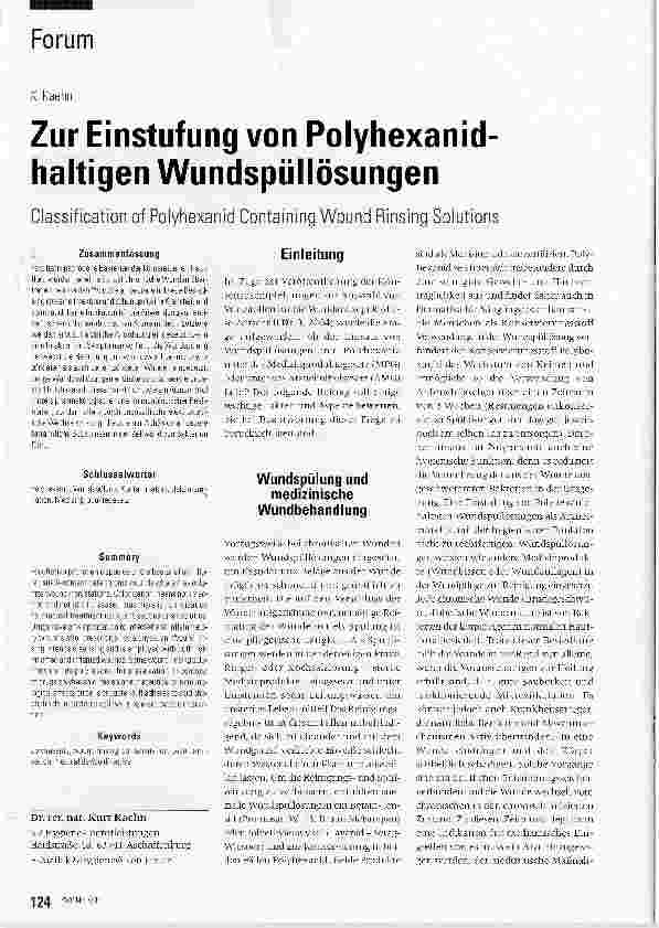 Vorschauseite 1: Zur Einstufung von Polyhexanid-haltigen Wundspüllösungen