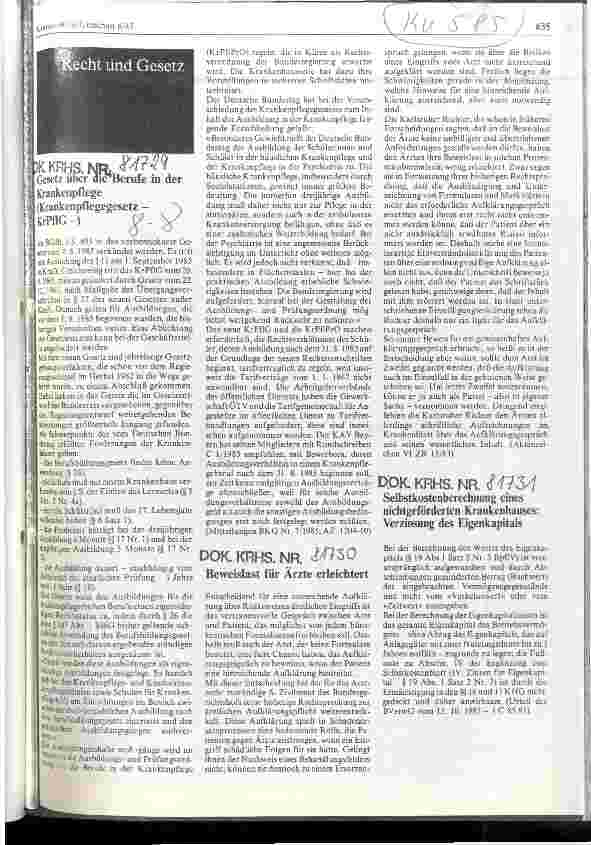 Vorschauseite 1: Gesetz über die Berufe in der Krankenpflege (Krankenpflegegesetz - KrPflG-)