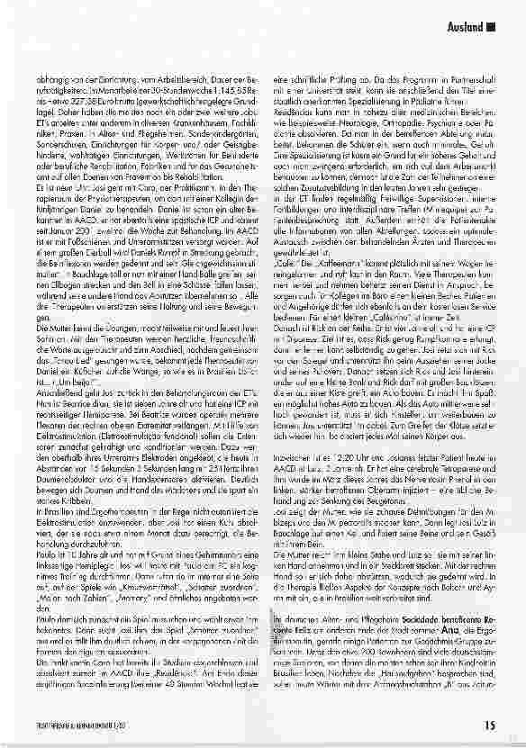Vorschauseite 4: Von einzementierten Stühlen, Bobath in Brasilien und Herzlichkeit im Behandlungsraum
