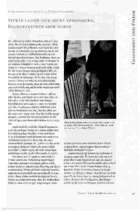 Vorschauseite 1: STÜRZE LASSEN SICH NICHT VERHINDERN, RISIKOFAKTOREN ABER SCHON