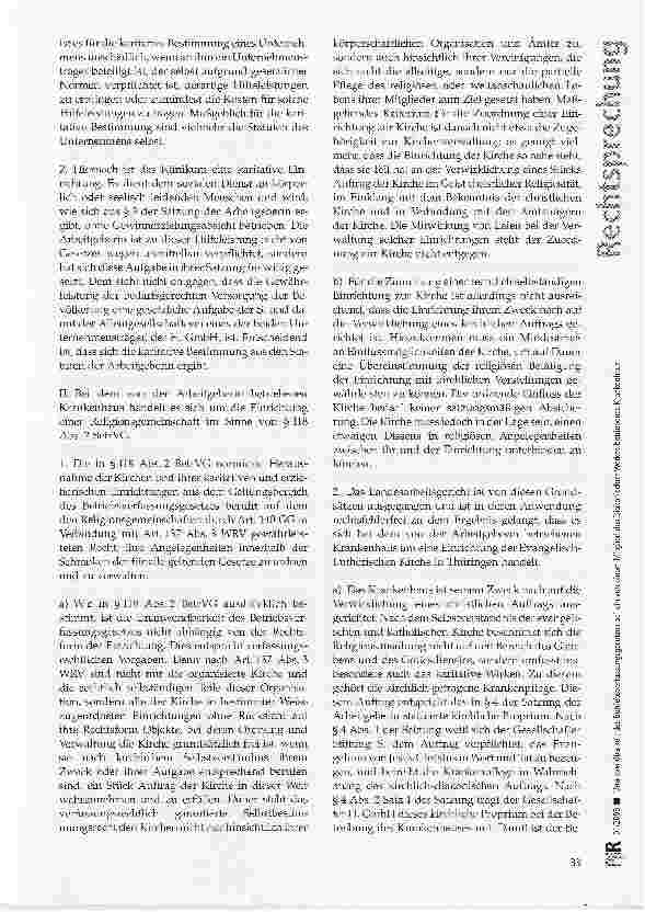 Vorschauseite 3: Unanwendbarkeit des Betriebsverfassungsgesetzes auf ein von einem Mitglied des Diakonischen Werkes betriebenes Krankenhaus