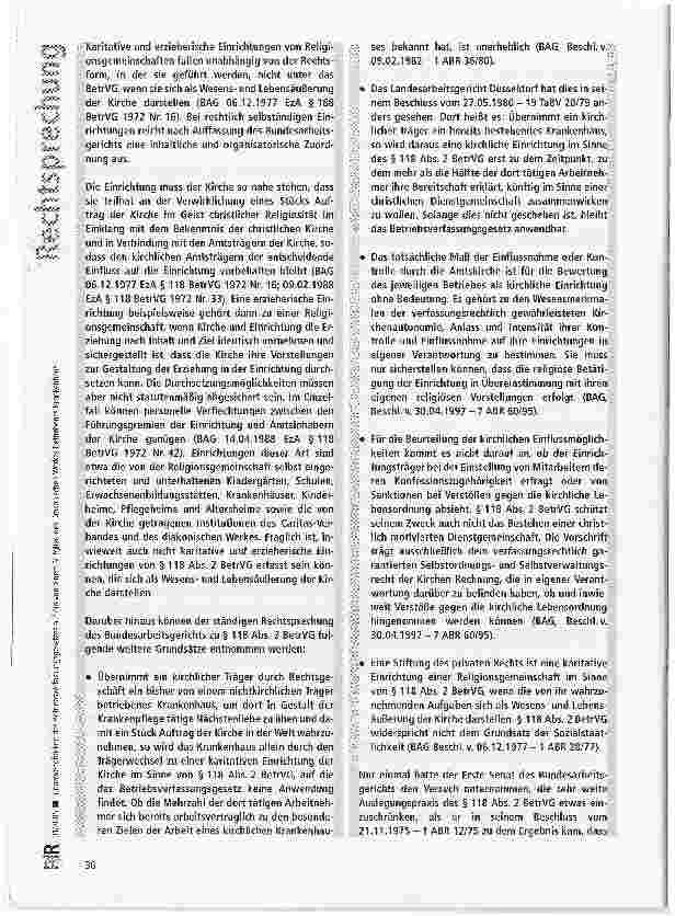 Vorschauseite 6: Unanwendbarkeit des Betriebsverfassungsgesetzes auf ein von einem Mitglied des Diakonischen Werkes betriebenes Krankenhaus