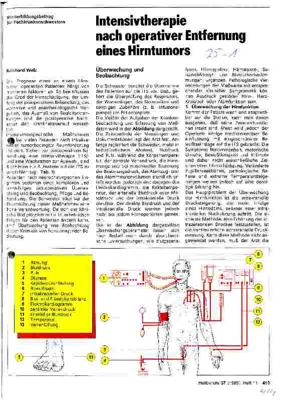 Vorschauseite 1: Intensivtherapie nach operativer Entfernung eines Hirntumors