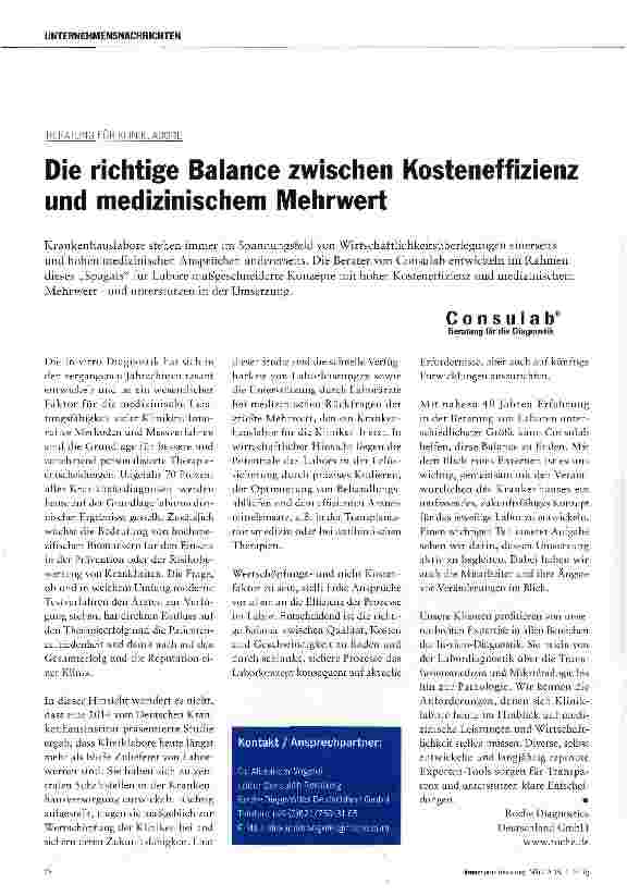 Vorschauseite 1: Die richtige Balance zwischen Kosteneffizienz und medizinischem Mehrwert