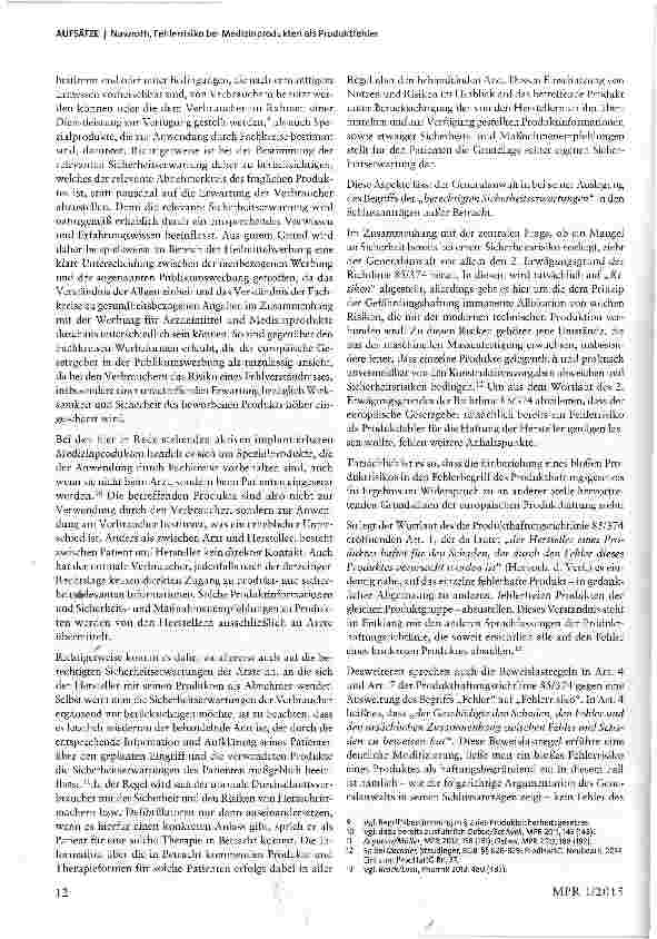 Vorschauseite 5: Fehlerrisiko bei Medizinprodukten als Produktfehler