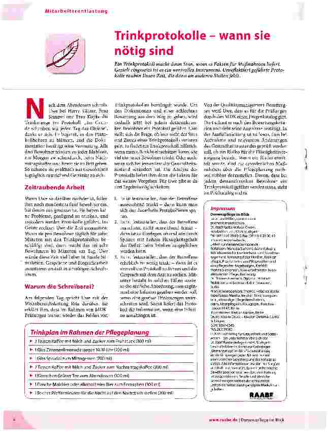 Vorschauseite 1: Trinkprotokolle - wann sie nötig sind