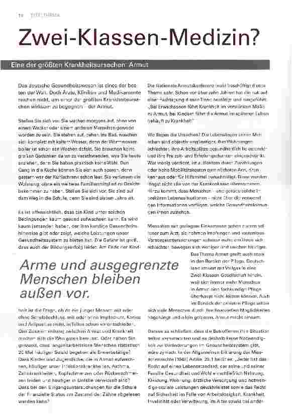 Vorschauseite 1: Zwei-Klassen-Medizin?