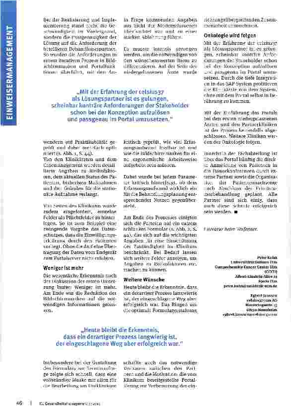 Vorschauseite 4: Eine Lösung für alle Die webbasierte Anbindung der Zuweiser an das Uniklinikum Ulm