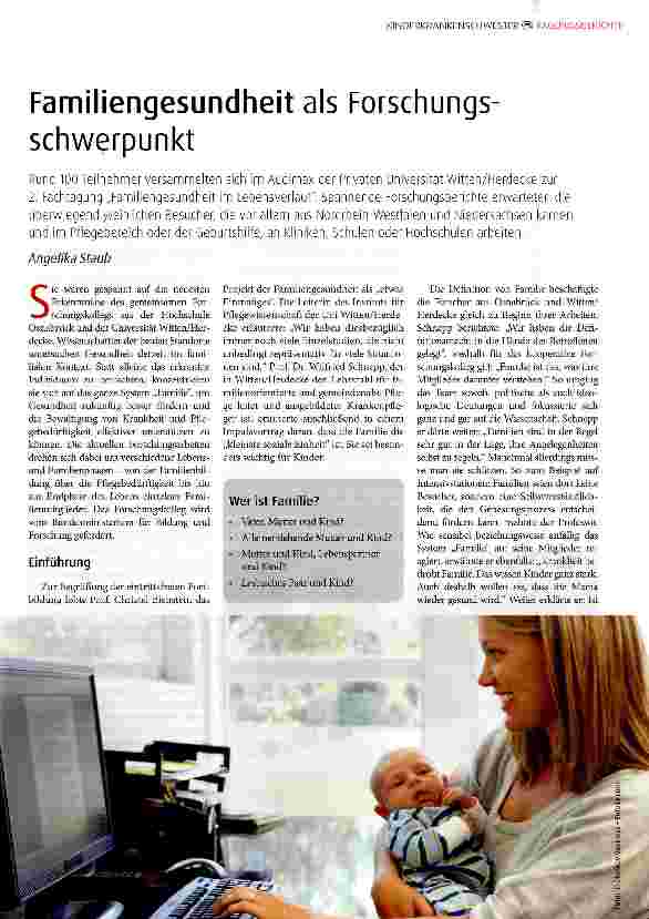 Vorschauseite 1: Familiengesundheit als Forschungsschwerpunkt
