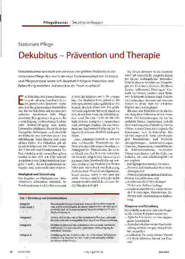 Vorschauseite 1: Dekubitus - Prävention und Therapie