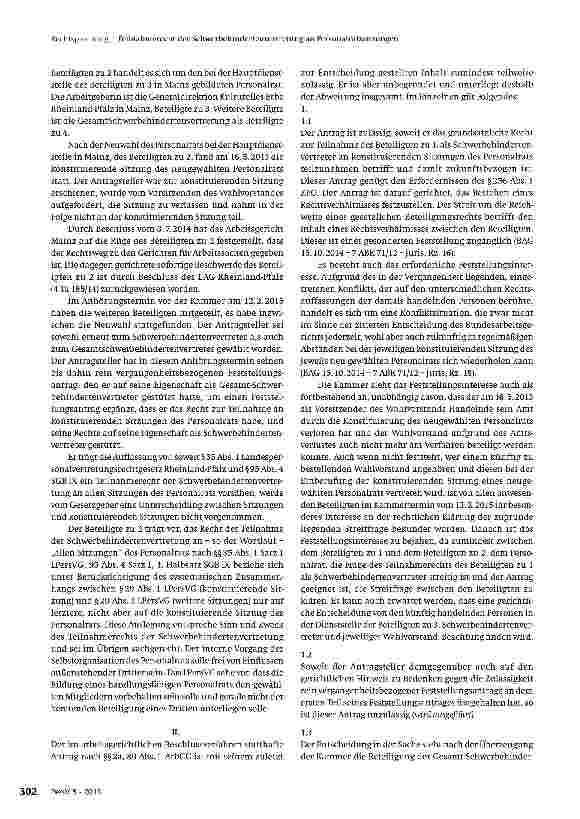 Vorschauseite 2: Teilnahmerecht der Schwerbehindertenvertretung an Personalratssitzungen