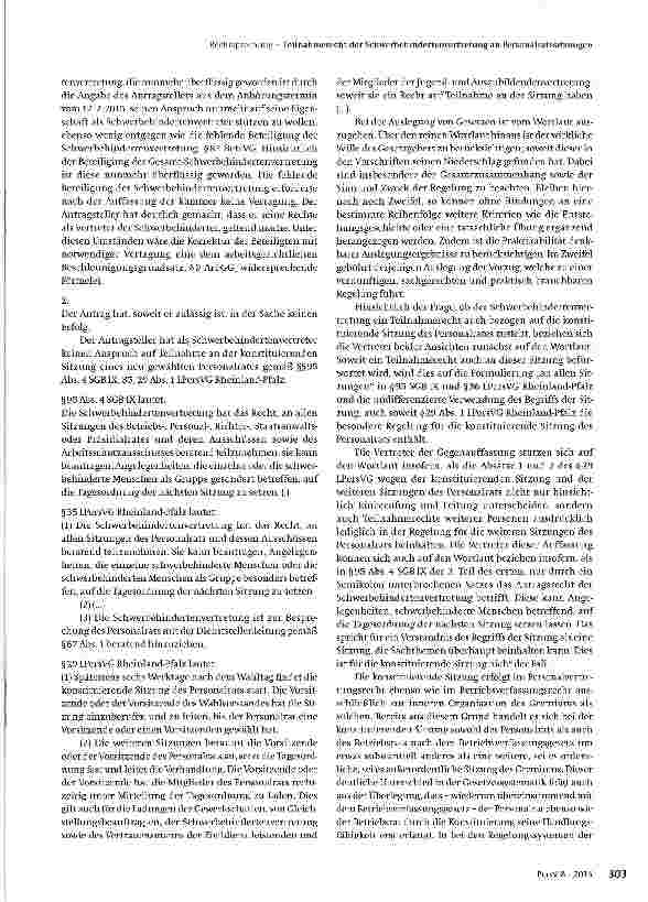 Vorschauseite 3: Teilnahmerecht der Schwerbehindertenvertretung an Personalratssitzungen
