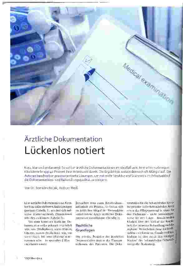 Vorschauseite 1: Ärztliche Dokumentation Lückenlos notiert