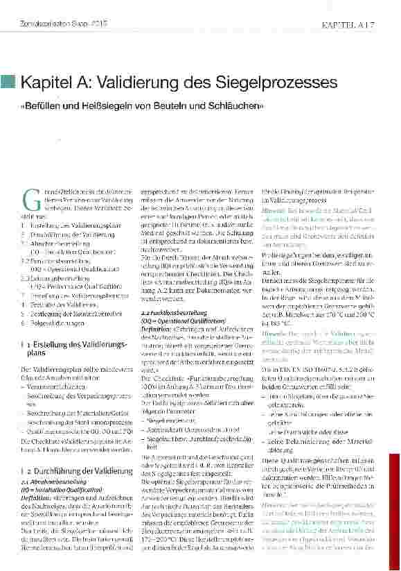 Vorschauseite 1: Kapitel A: Validierung des Siegelprozesses