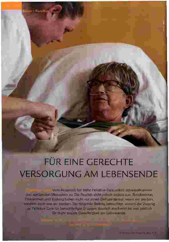 Vorschauseite 1: FÜR EINE GERECHTE VERSORGUNG AM LEBENSENDE