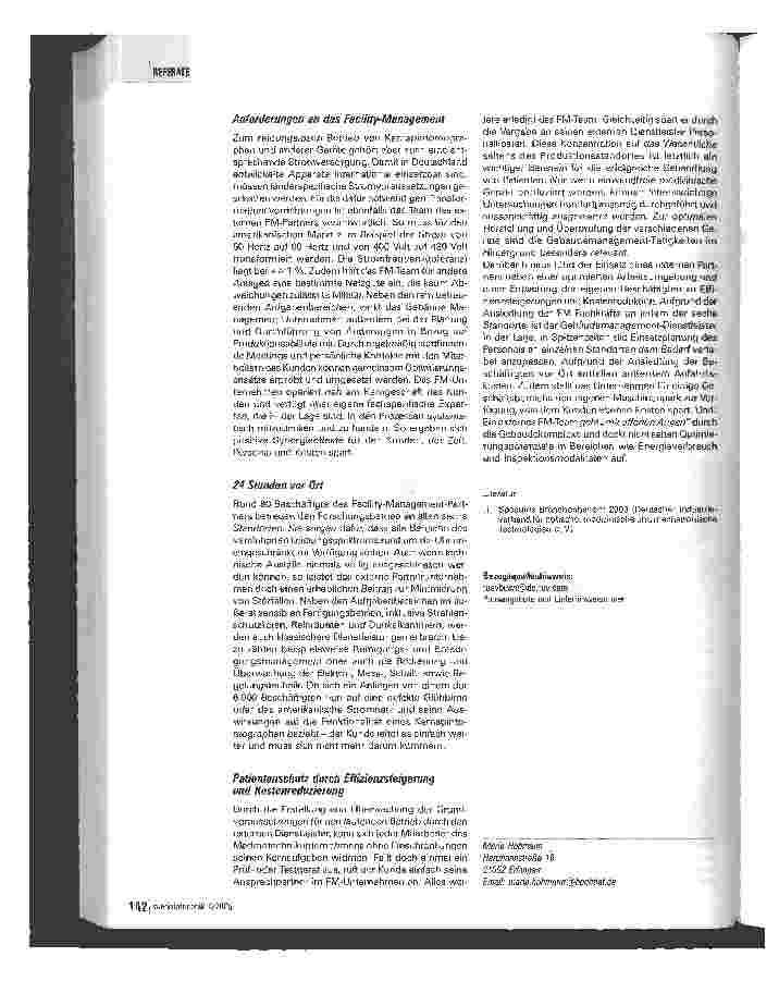 Vorschauseite 2: Facility Management in der Medizintechnik