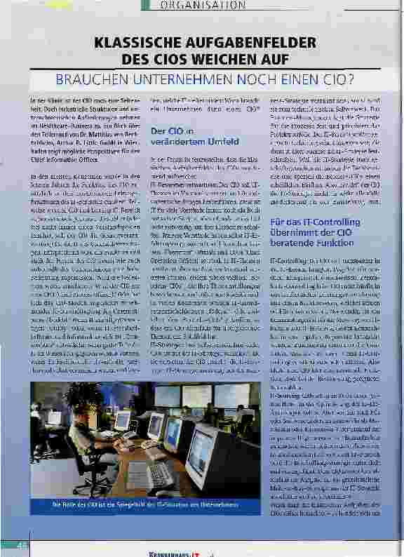 Vorschauseite 1: KLASSISCHE AUFGABENFELDER DES CIOS WEICHEN AUF