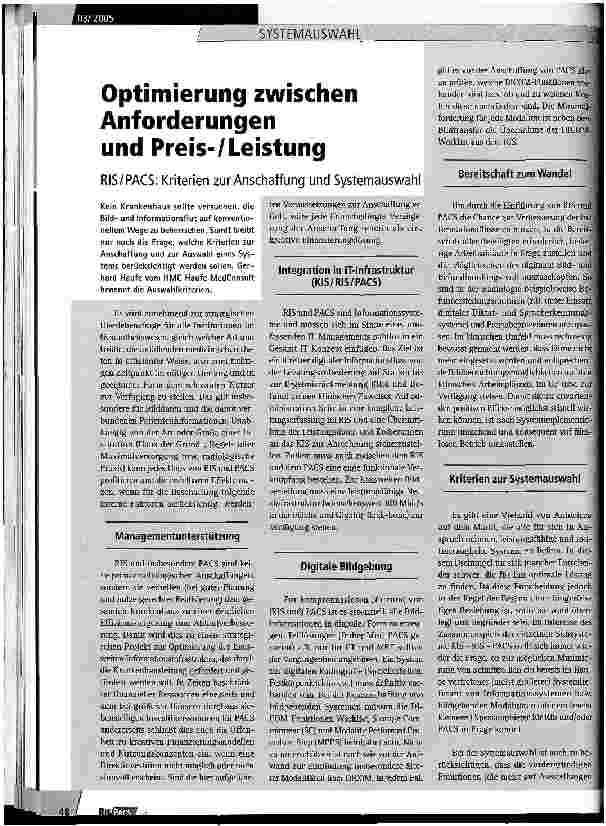Vorschauseite 1: Optimierung zwischen Anforderungen und Preis-/Leistung