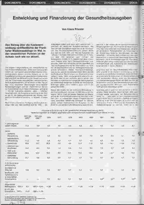 Vorschauseite 1: Entwicklung und Finanzierung der Gesundheitsausgaben