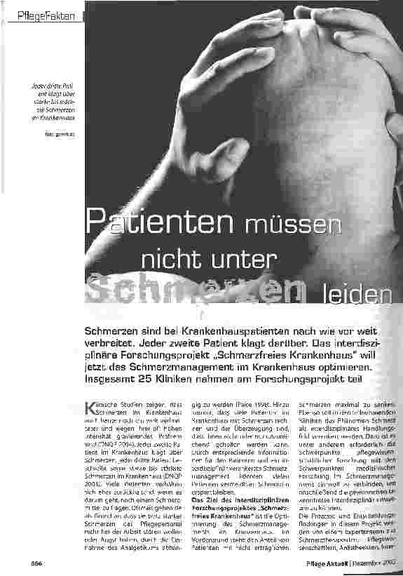 Vorschauseite 1: Patienten müssen nicht unter Schmerzen leiden