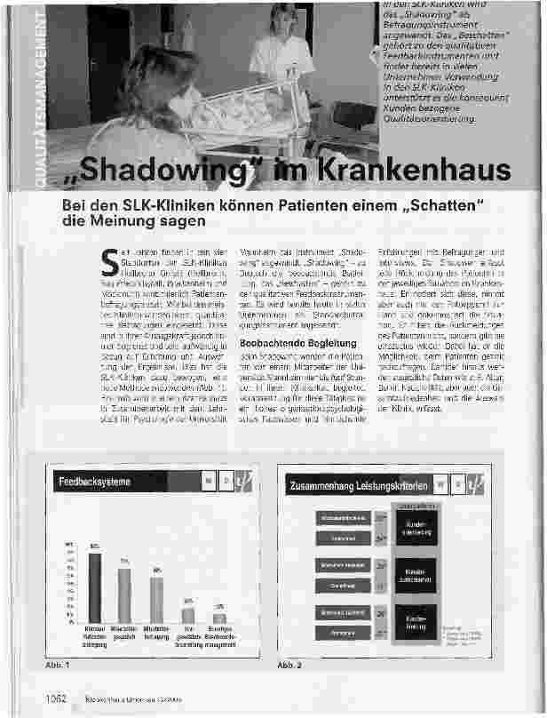 Vorschauseite 1: Bei den SLK-Kliniken können Patienten einem Schatten die Meinung sagen