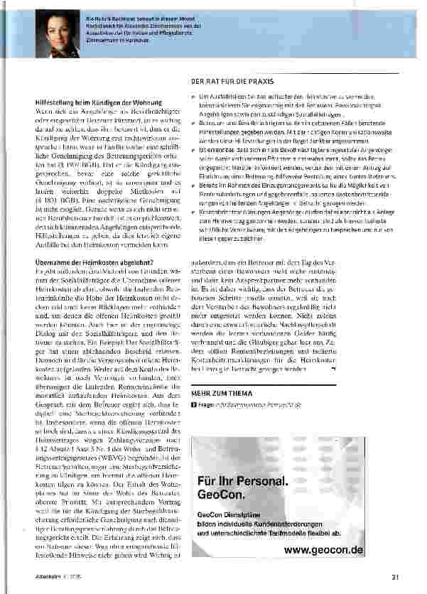 Vorschauseite 2: Finanzielle Ausfälle bei Bewohnertod