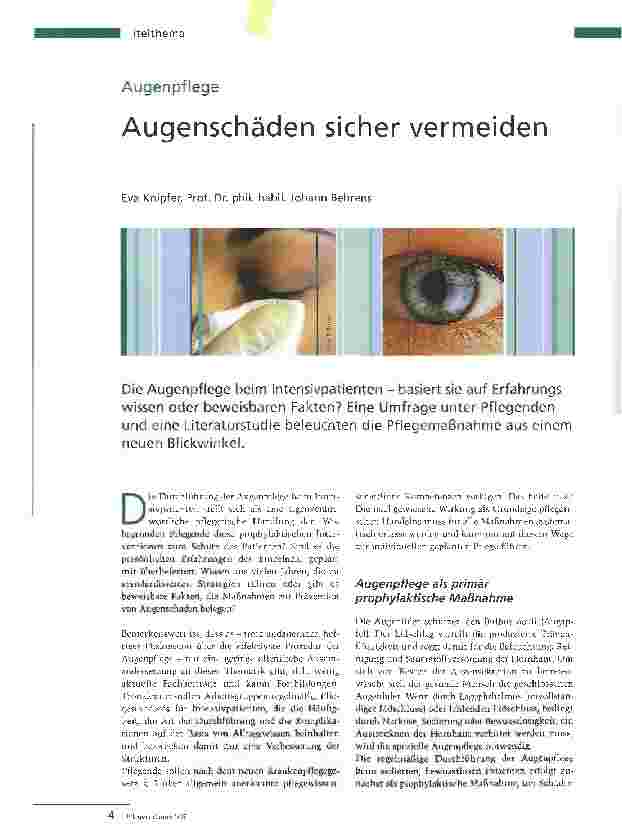 Vorschauseite 1: Augenschäden sicher vermeiden