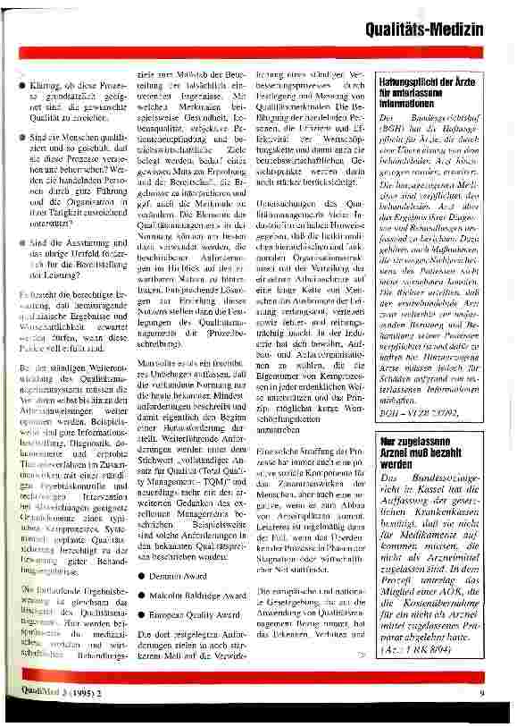 Vorschauseite 3: Qualitätsmanagment Anwendung auch in der Medizin?