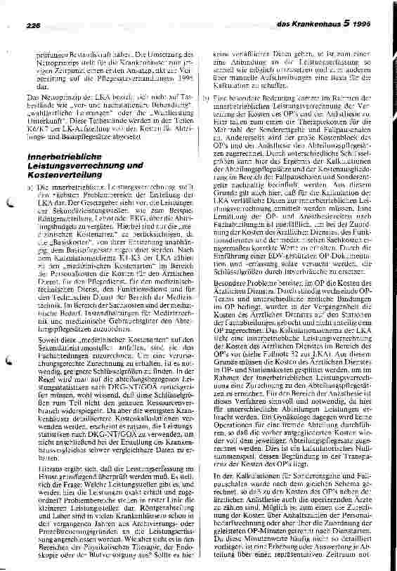 Vorschauseite 2: Umsetzungsschritte zur BPflV 1995