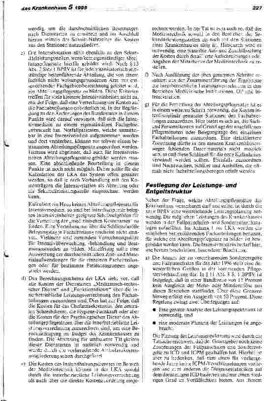Vorschauseite 3: Umsetzungsschritte zur BPflV 1995