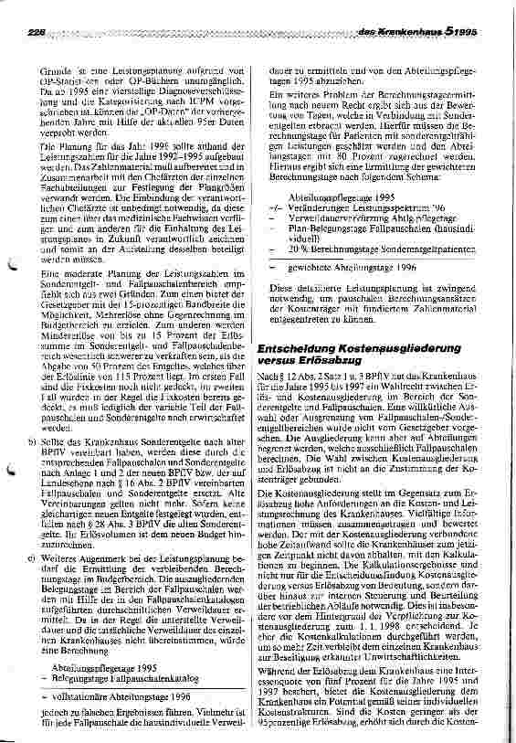 Vorschauseite 4: Umsetzungsschritte zur BPflV 1995