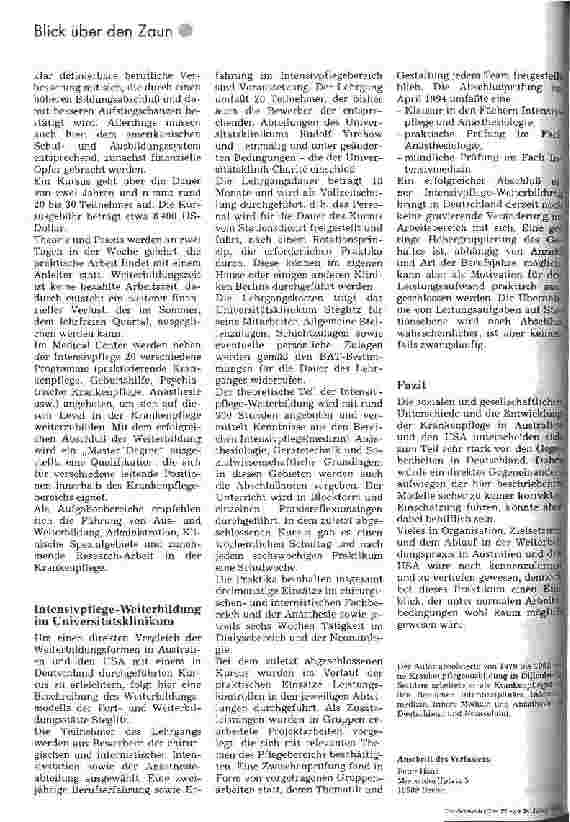 Vorschauseite 3: Intensivpflege-Weiterbildung in Australien und USA Erfahrungsbericht aus einem Wahlpraktikum