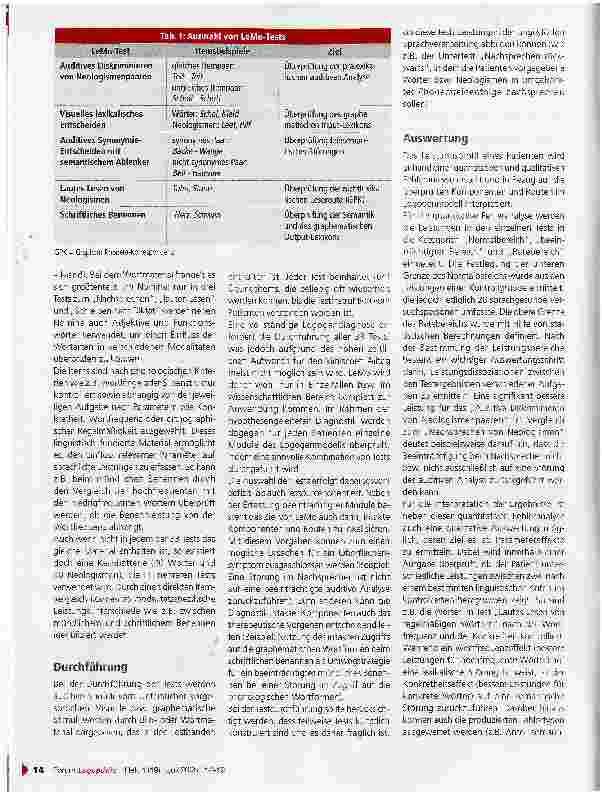 Vorschauseite 3: Neue Wege in der Aphasiediagnostik: LeMo - ein modellorientiertes Diagnostikverfahren