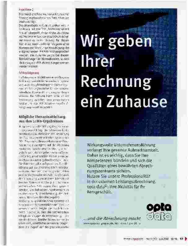 Vorschauseite 6: Neue Wege in der Aphasiediagnostik: LeMo - ein modellorientiertes Diagnostikverfahren
