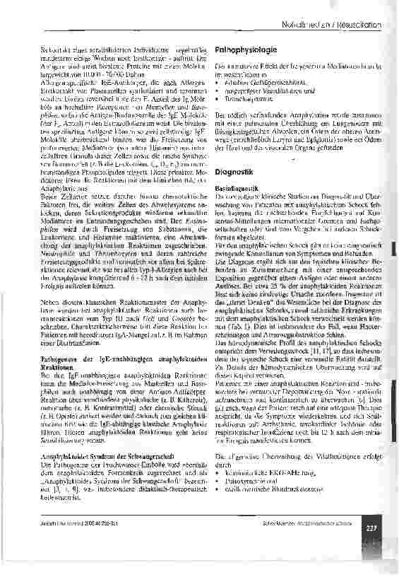Vorschauseite 2: Zur Diagnostik und Therapie der Schockformen Empfehlungen der Interdisziplinären Arbeitsgruppe Schock der DIVI - Teil IV*Anaphylaktischer Schock
