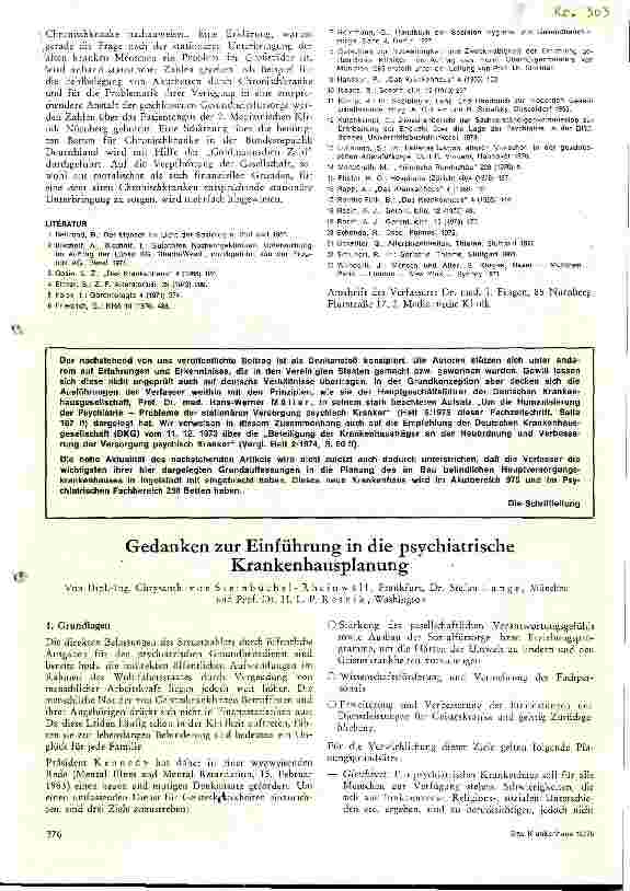 Vorschauseite 1: Gedanken zur Einführung in die psychiatrische Krankenplanung