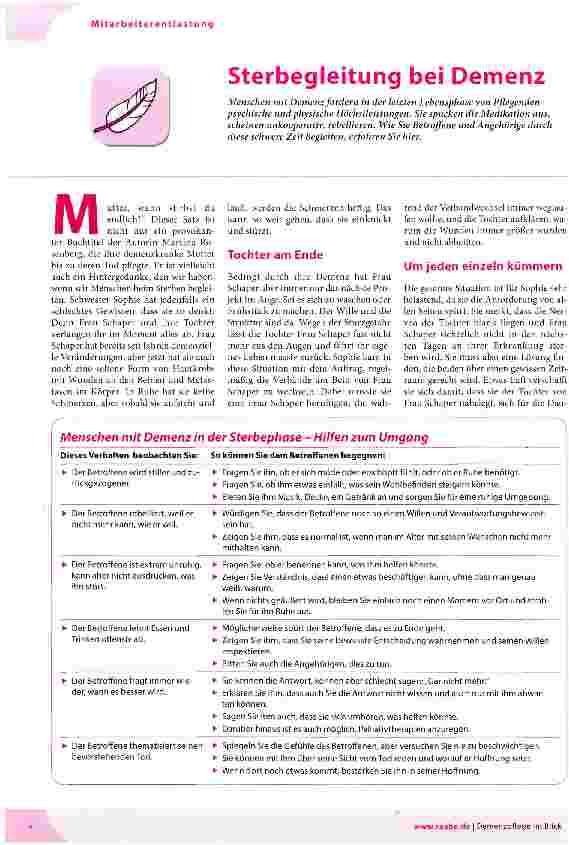Vorschauseite 1: Sterbegleitung bei Demenz