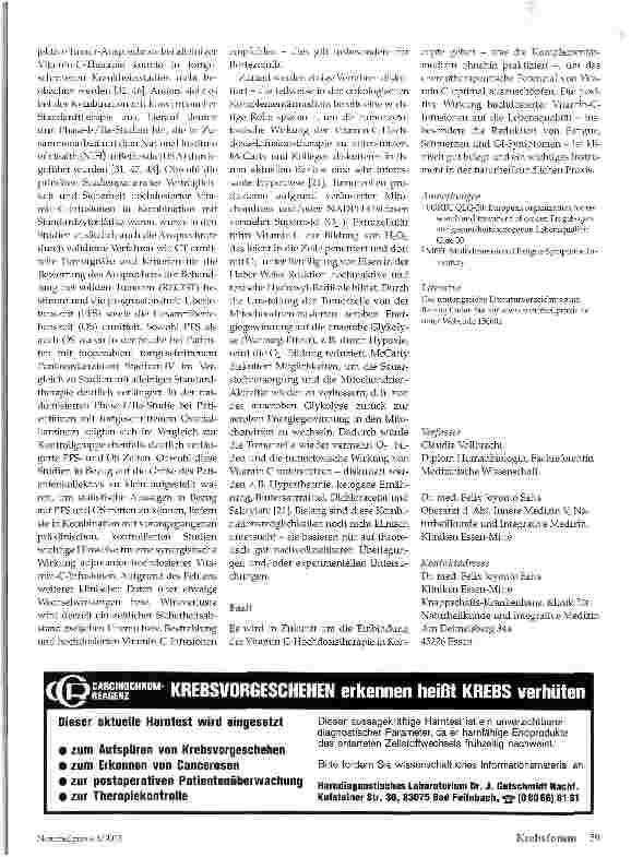 Vorschauseite 5: Vitamin-C-Hochdosis-Therapie bei Krebs