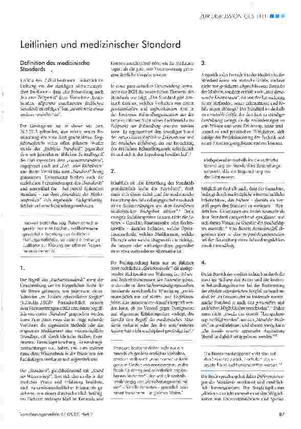 Vorschauseite 1: Leitlinien und medizinischer Standard