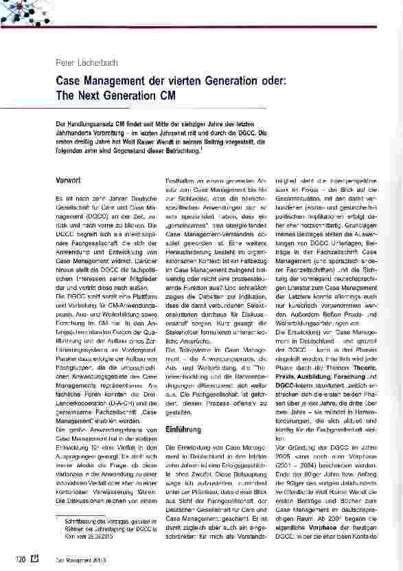 Vorschauseite 1: Case Management der vierten Generation oder: The Next Generation CM