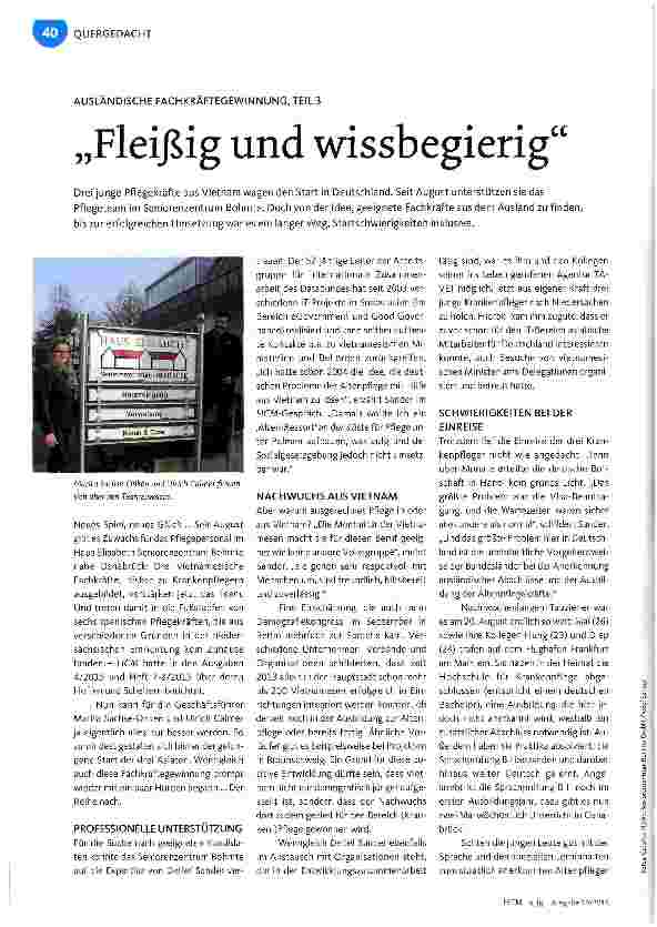 Vorschauseite 1: AUSLÄNDISCHE FACHKRÄFTEGEWINNUNG, TEIL 3 „Fleißig und wissbegierig