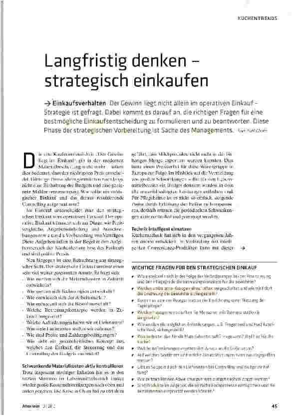 Vorschauseite 1: Langfristig denken -strategisch einkaufen
