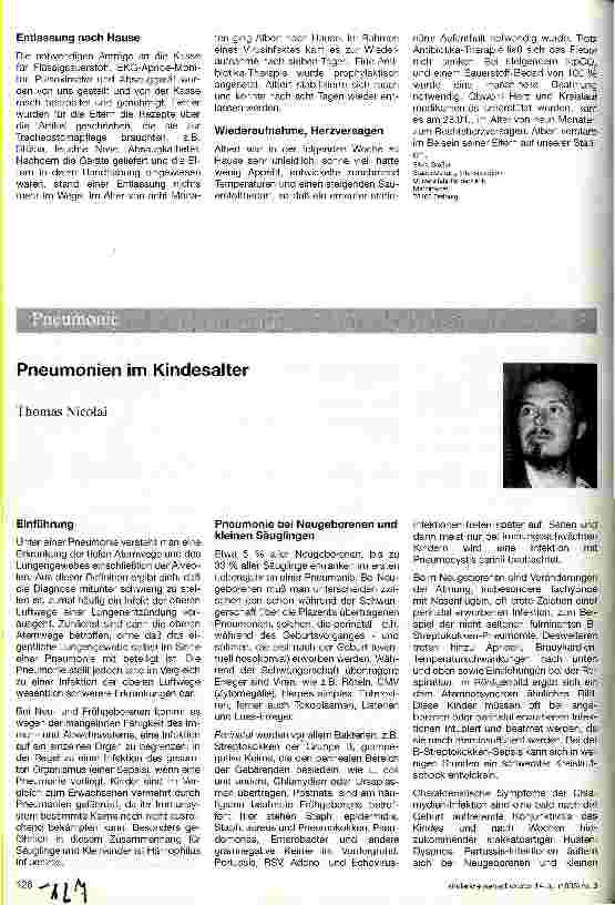 Vorschauseite 1: Pneumonien im Kindesalter