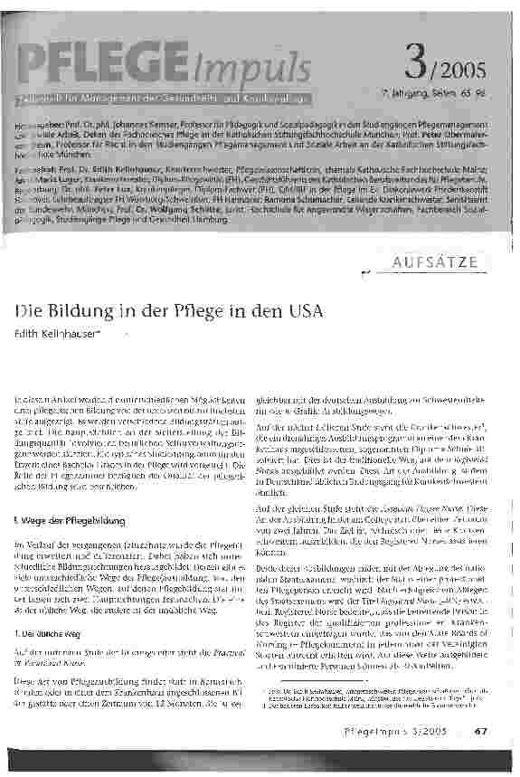 Vorschauseite 1: Die Bildung in der Pflege in den USA