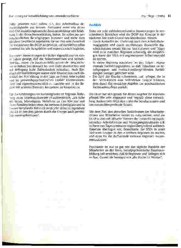 Vorschauseite 3: Berufsgruppenund institutionsübergreifende Fortbildung zur Verwirklichung von Gemeindepsychiatrie