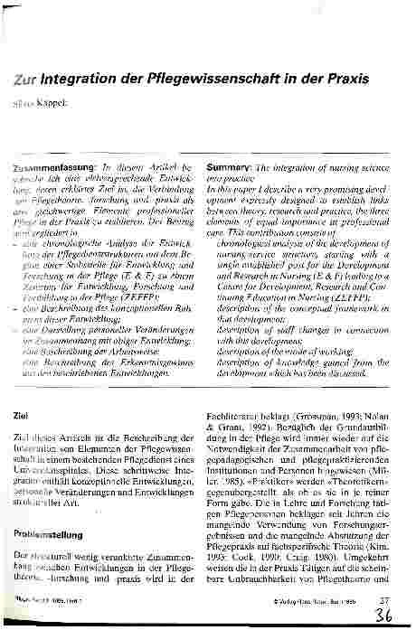 Vorschauseite 1: Zur Integration der Pflegewissenschaft in der Praxis